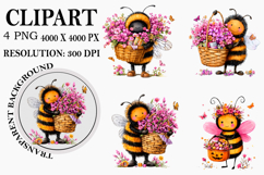 Whimsical Halloween Bee Clipart Watercolor PNG Product Image 1