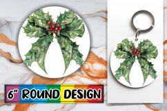 Watercolor Bow Pattern PNG Round Design for Sublimation Product Image 1