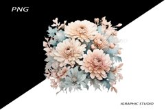 Rose Gold and Teal Chrysanthemum PNG Product Image 1