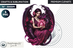 Fantasy Dragon witch clipart, enchantress, dragon egg queen Product Image 1