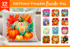 Fall Flower Pumpkin Bundle | Autumn Sublimation PNG Product Image 1