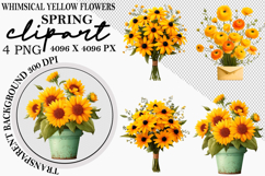 Whimsical Yellow Flowers Spring Clipart PNG Product Image 1