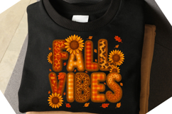 Fall Vibes Clipart Retro Bubble Letters with Fabric Texture Product Image 7