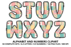 Floral Patchwork Alphabet &amp; Numbers Clipart 144 PNG 300 DPI Product Image 4