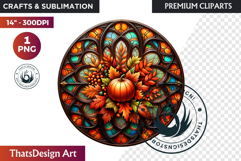 Halloween Gothic stained Glass Pumpkin Clipart Product Image 1