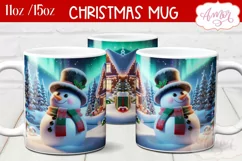 Christmas snowman mug sublimation wrap PNG 11oz 15oz Product Image 1