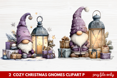 Cozy Christmas Gnomes Clipart | Cute Winter Holiday Gnome Product Image 1