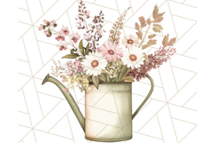 Watering Can Flowers PNG, Rustic Floral Watercolor Clipart Product Image 5