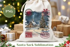 Christmas Village Santa Sack, Christmas Village Sublimation Product Image 1