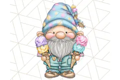Ice Cream Gnome Clipart PNG Summer Dessert Art, Summer Gnome Product Image 4