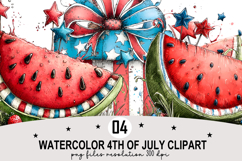 Watercolor 4th Of July Clipart png Watercolor png Product Image 1