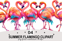 Whimsical Summer Flamingo Clipart Watercolor png Product Image 1