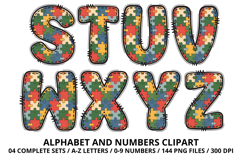 Autism Awareness Doodle Letters Puzzle Piece Alphabet PNG Product Image 4