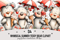 Whimsical Summer Teddy Bear Clipart Watercolor PNG Product Image 1