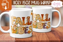 Fall Vibes mug wrap, Retro fall mug template Product Image 3