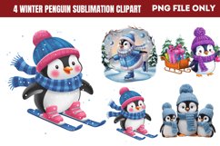 Winter Penguin Sublimation Clipart PNG Product Image 1