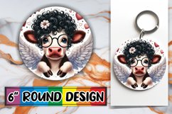 Unique Round Keychain Sublimation PNG, Valentines Product Image 1