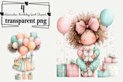 Whimsical Birthday Girl Clipart Watercolor PNG Product Image 1