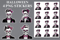 4 Halloween Skeleton Stickers Png | Printable Product Image 1