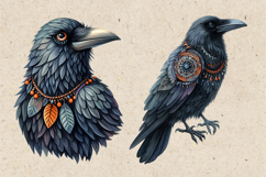 Watercolor Halloween Raven. PNG sublimation BUNDLE Product Image 15