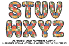 Autism Awareness Doodle Letters Puzzle Piece Alphabet PNG Product Image 4