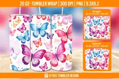 3d Cute Butterfly Tumbler Wrap Designs, Sublimation Wrap Product Image 1