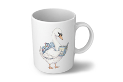 Cute Swan with Backpack Reading a Book Watercolor PNG Product Image 5