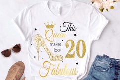 20th birthday svg, Queen Birthday 20th Svg, Gold glitter 20t Product Image 2
