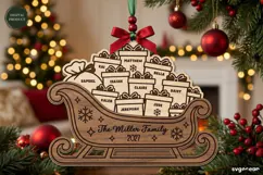 Santa Sleigh Ornament Laser Cut | Glowforge | SVG Product Image 1