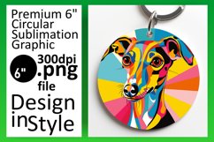 Energetic Colorful Dog Round Design Keychain Sublimation Product Image 1