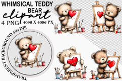 Whimsical Teddy Bear Clipart Watercolor png Product Image 5