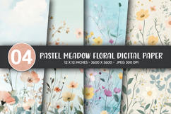 Pastel Meadow Floral Digital Paper Product Image 1