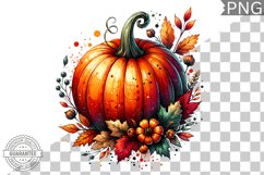 Pumpkin Flowers Sublimation - Clipart PNG Design Product Image 1