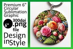 Artistic Keychain Circle Design PNG , Flower Product Image 1