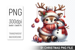 Watercolor Cute Christmas Reindeer Clipart PNG Bundle Product Image 13