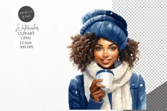 Christmas clipart, Girl clipart, Blue Christmas Product Image 1