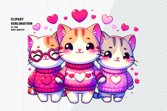 Valentine Cat Family clipart sublimation PNG Product Image 1