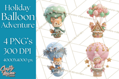 Winter Hot Air Balloon Clip Art for Crafts &amp; Design Product Image 1