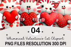 Whimsical Cats Valentine's Day Clipart, Valentine's Day PNG Product Image 1