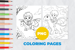 Cute boy on a dragon Coloring Pages | Coloring book Product Image 1