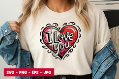 I Love You Heart Typography SVG PNG Product Image 1