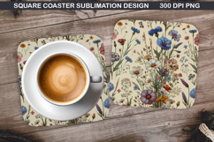 Flowers Coaster Sublimation, Spring Coaster PNG Design Product Image 1