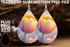 VIBRANT TEARDROP EARRINGS PNG, 3D Flower Product Image 1