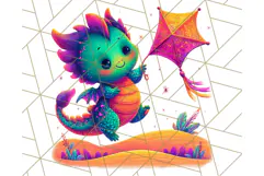 Cute Fantasy Dragon Clipart PNG, Bold Baby Dragon Clip Art Product Image 4