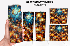 Pumpkins Skinny Tumbler 20oz Wrap Design, Halloween Tumbler Product Image 1