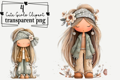 Whimsical Cute Girls Clipart Watercolor PNG Product Image 1