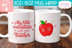 Teacher Valentine Mug Wrap PNG, Cute teacher Mug Template Product Image 1