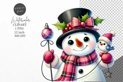 Christmas clipart, Snowman clipart, Winter sublimation Product Image 1