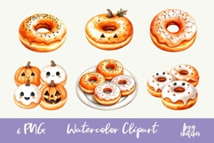 6 Donuts PNG Halloween Ghost Cafe Clipart Sublimation Product Image 1