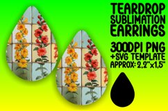 Chic Floral Fantasy PNG Teardrop Earring Design Sublime Product Image 1